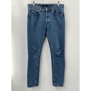A.P.C. Men’s Slim Fit Medium Wash Button Fly Cotton Jeans Size 29 X 30 (Hemmed)
